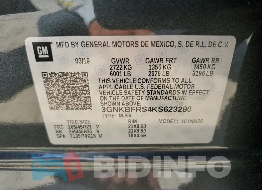 3GNKBFRS4KS623280 Photo# 12