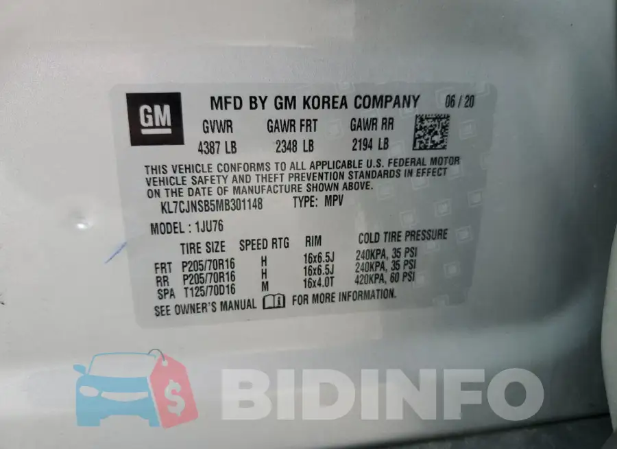 KL7CJNSB5MB301148 Photo# 14