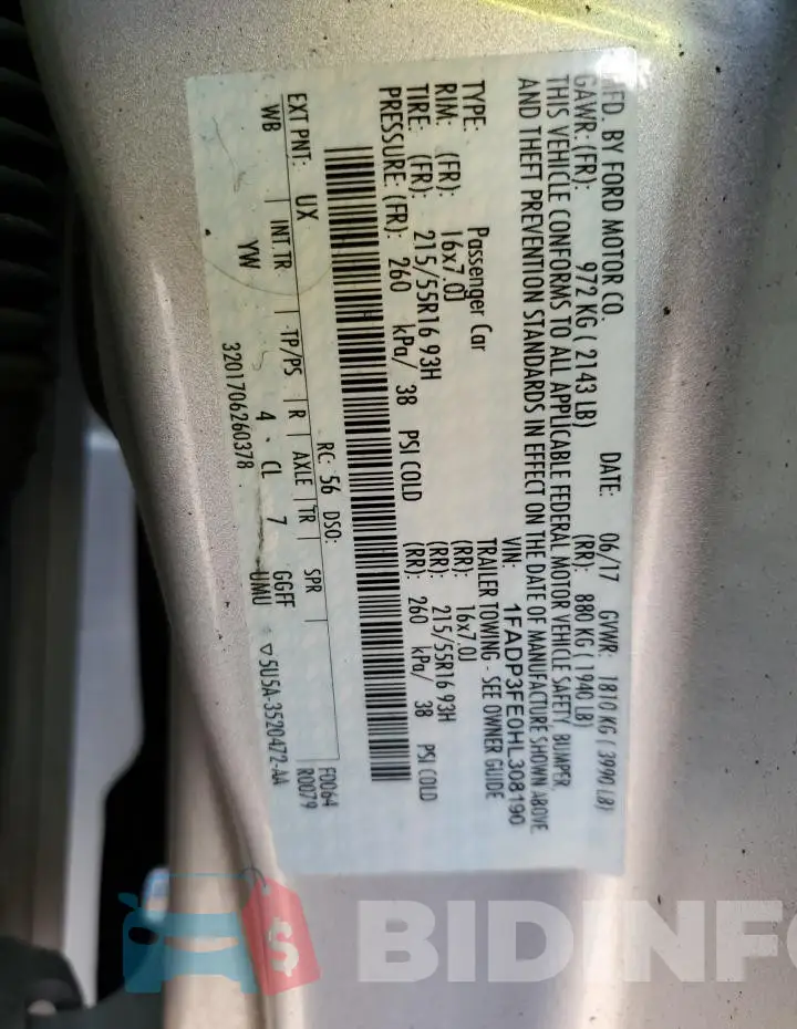 1FADP3FE0HL308190 Photo# 12