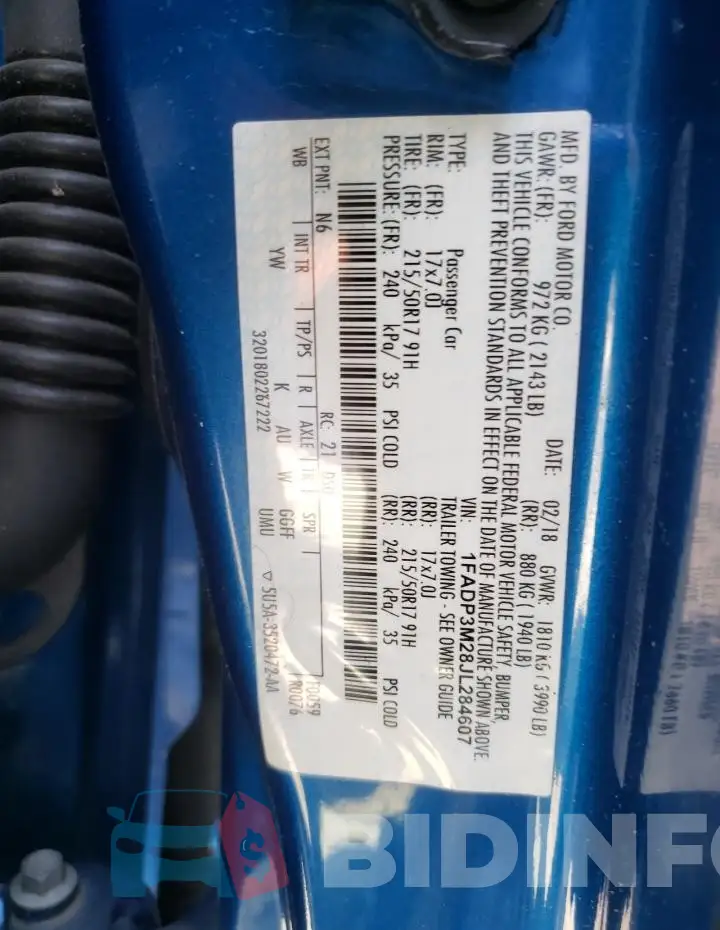1FADP3M28JL284607 Photo# 12