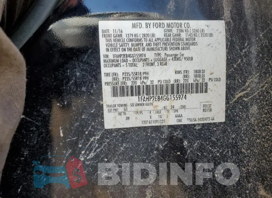 1FAHP2E84GG155974 Photo# 13