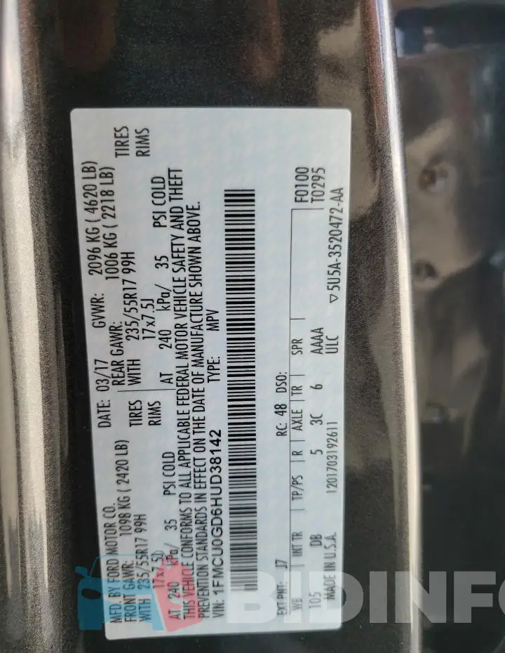1FMCU0GD6HUD38142 Photo# 13