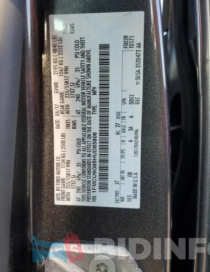 1FMCU9G95HUD85808 Photo# 14