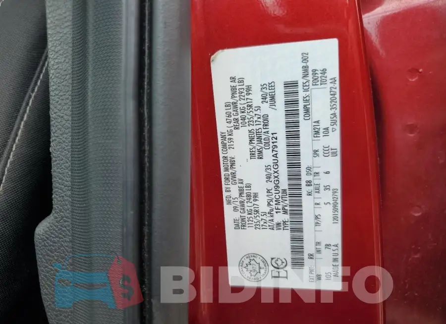 1FMCU9GXXGUA79121 Photo# 12
