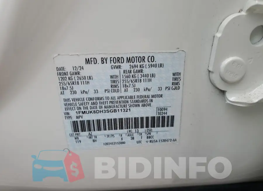 1FMUK8DH3SGB11321 Photo# 13