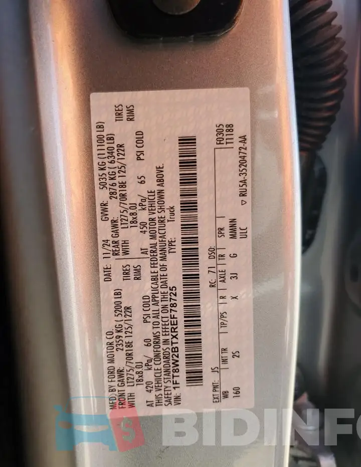 1FT8W2BTXREF78725 Photo# 13