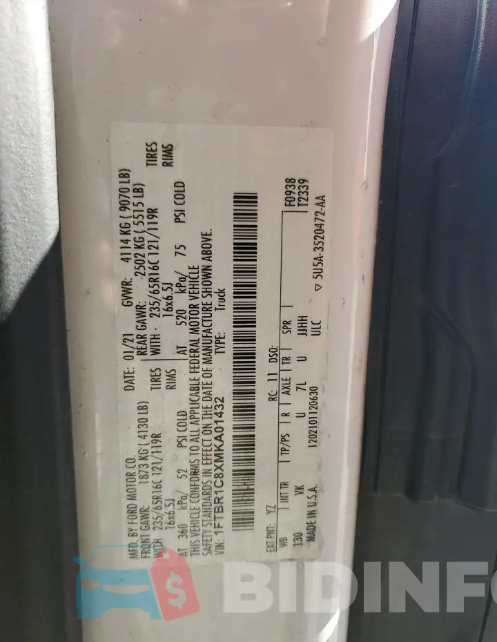 1FTBR1C8XMKA01432 Photo# 13