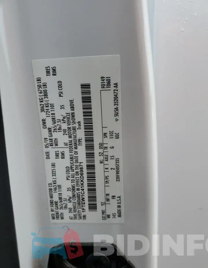 1FTEW1C41KKD69871 Photo# 13