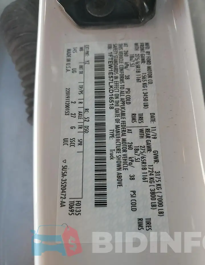 1FTEW1E57LKD16518 Photo# 12