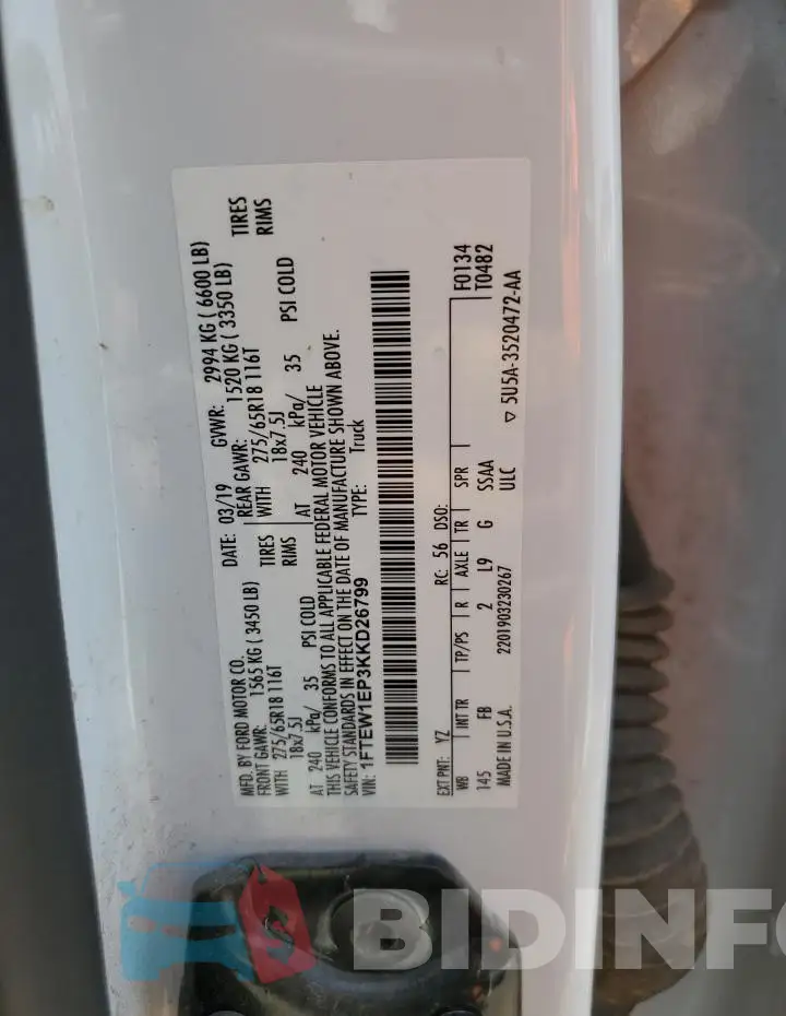 1FTEW1EP3KKD26799 Photo# 12