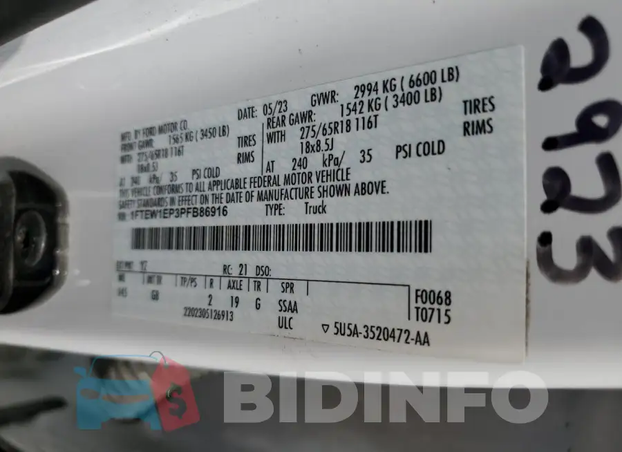 1FTEW1EP3PFB86916 Photo# 12