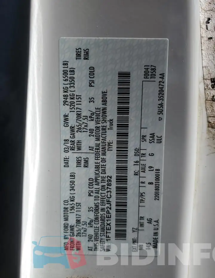 1FTEX1EP2JFC37892 Photo# 12