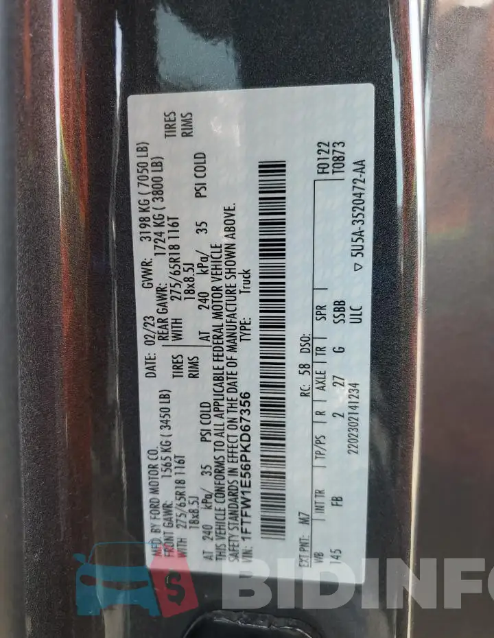 1FTFW1E56PKD67356 Photo# 12