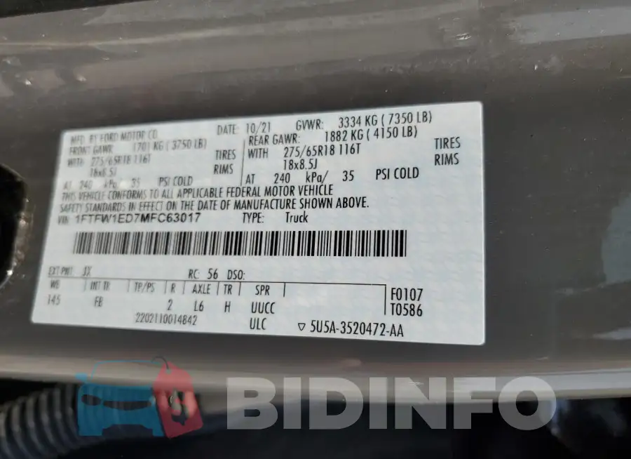 1FTFW1ED7MFC63017 Photo# 13
