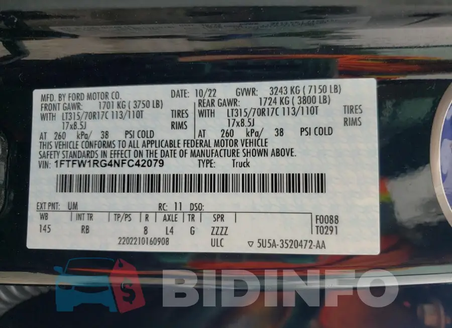 1FTFW1RG4NFC42079 Photo# 12