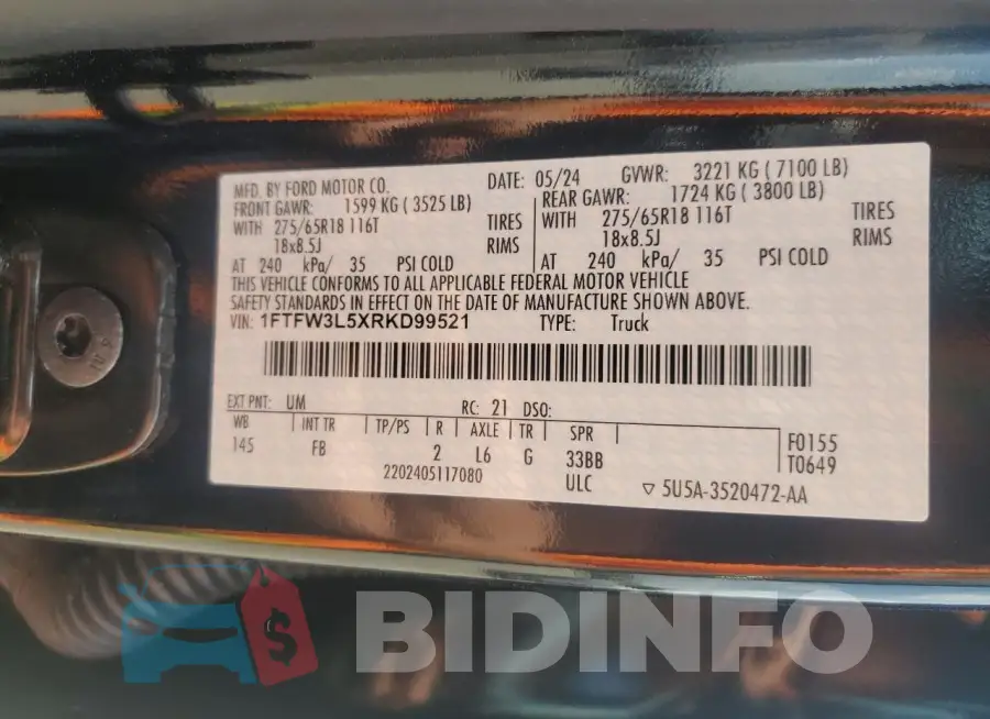 1FTFW3L5XRKD99521 Photo# 13