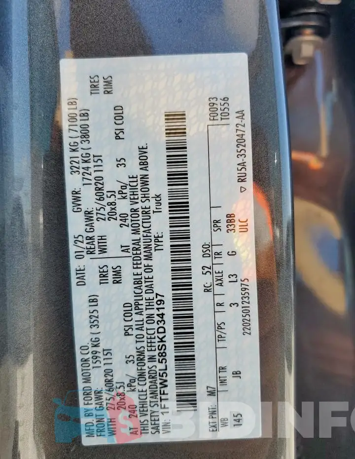 1FTFW5L58SKD34197 Photo# 12