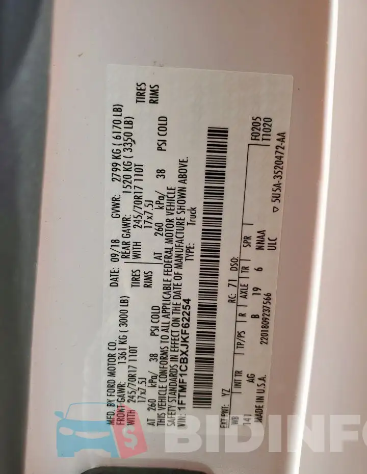 1FTMF1CBXJKF62254 Photo# 13