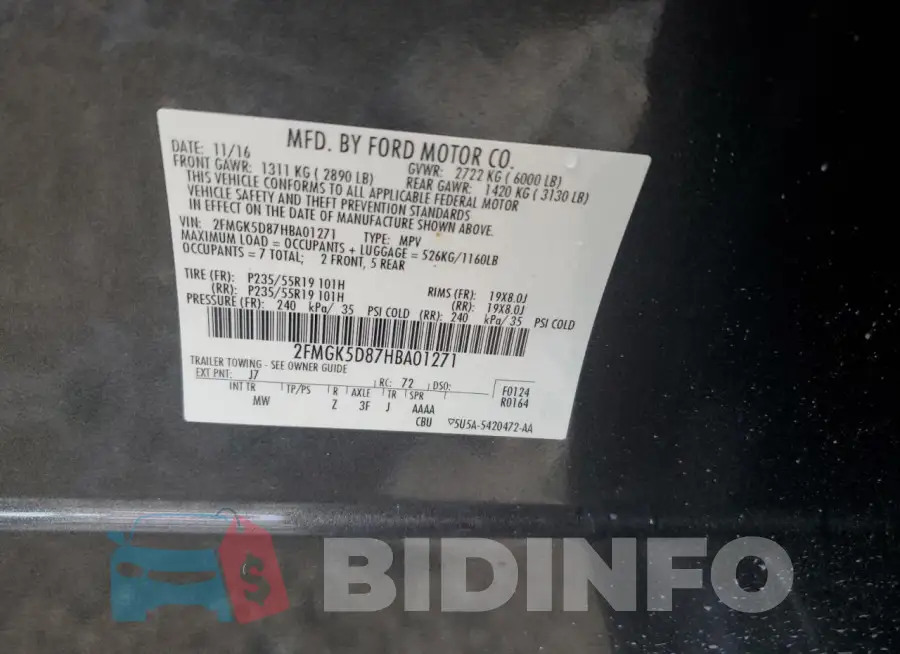 2FMGK5D87HBA01271 Photo# 13