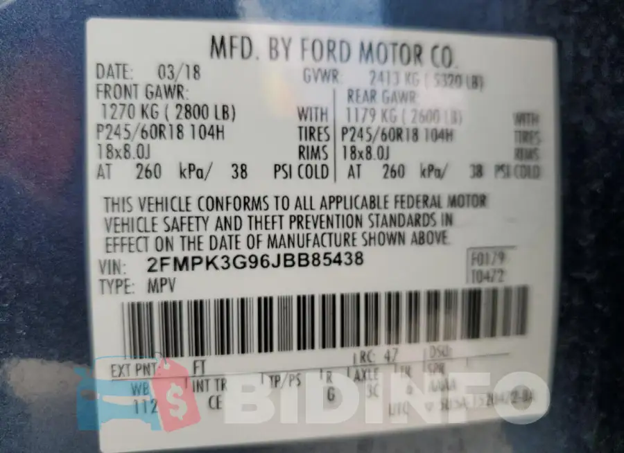 2FMPK3G96JBB85438 Photo# 13