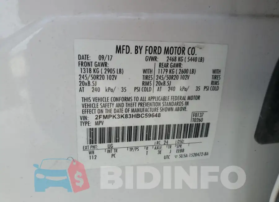 2FMPK3K83HBC59648 Photo# 13