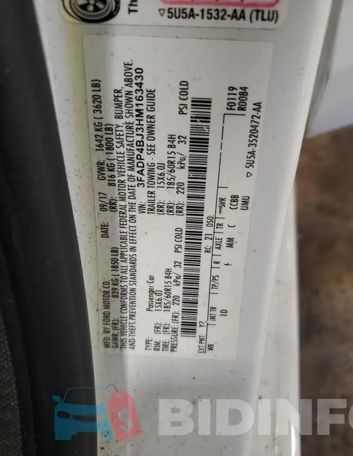 3FADP4BJ3HM163430 Photo# 12