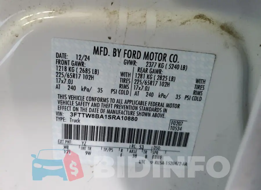 3FTTW8BA1SRA10880 Photo# 13