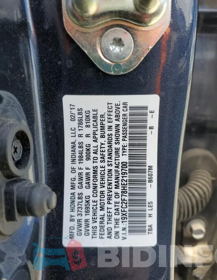 19XFC2F78HE219700 Photo# 12