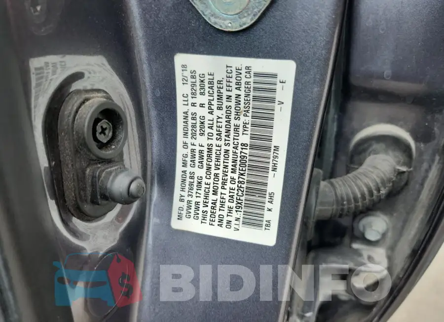 19XFC2F87KE009718 Photo# 12