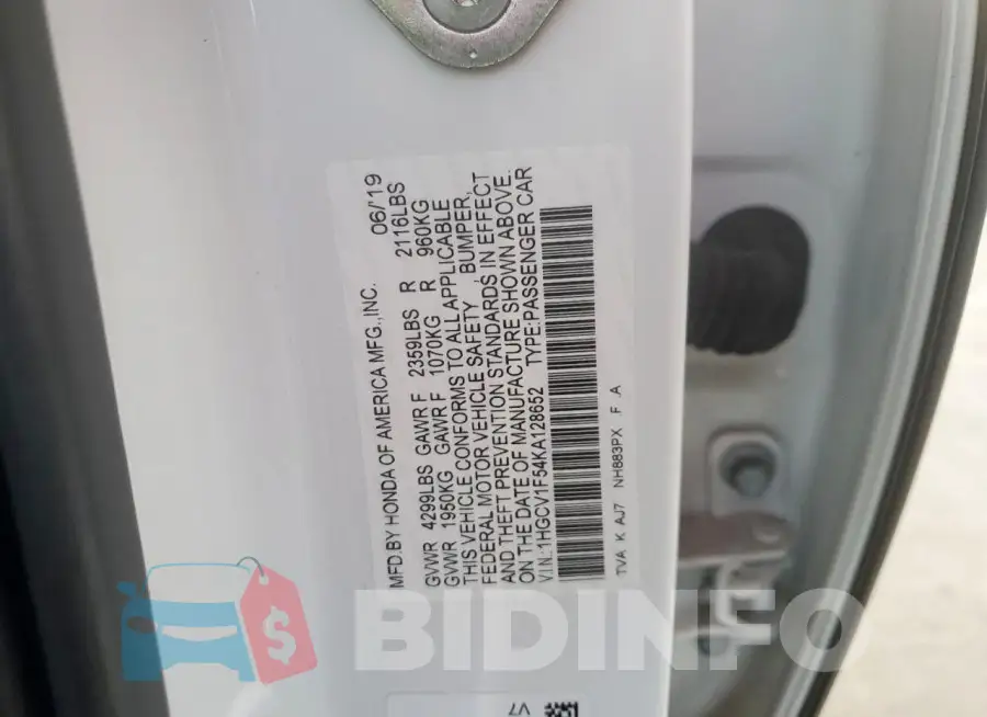 1HGCV1F54KA128652 Photo# 12