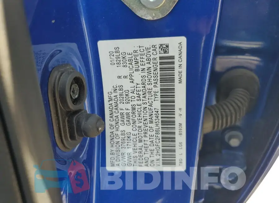 2HGFC2F86LH534647 Photo# 12