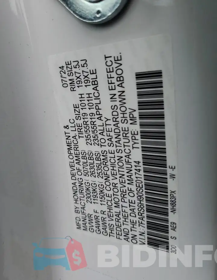 7FARS6H90SE017414 Photo# 14