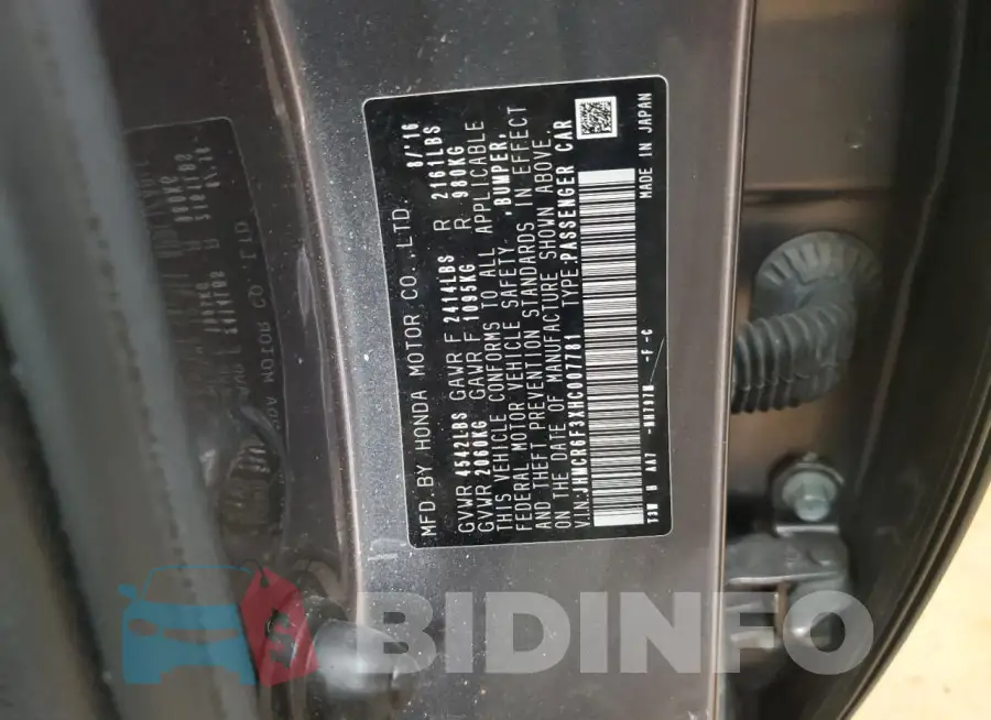 JHMCR6F3XHC007781 Photo# 12