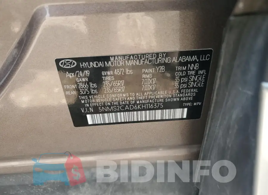 5NMS2CAD6KH116375 Photo# 13