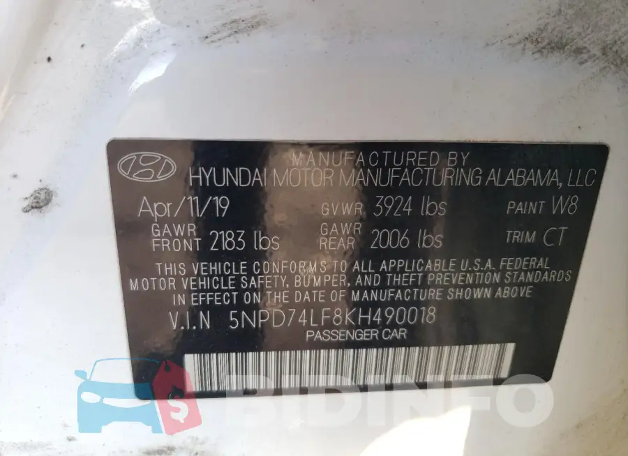 5NPD74LF8KH490018 Photo# 13