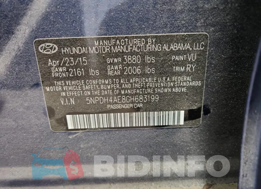 5NPDH4AE8GH683199 Photo# 13