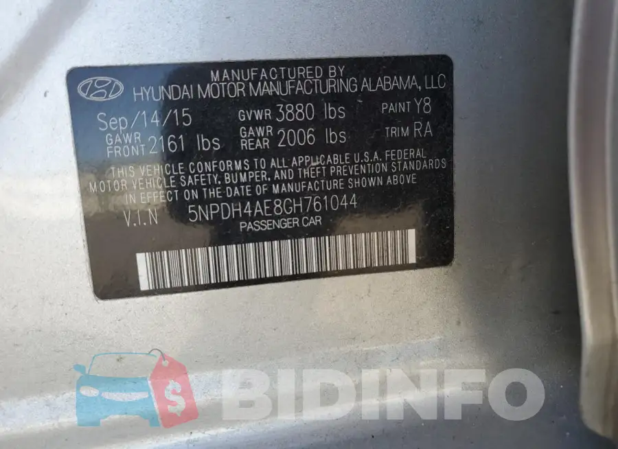 5NPDH4AE8GH761044 Photo# 12