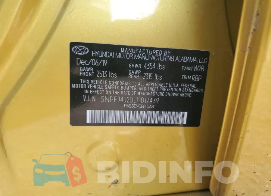 5NPEJ4J20LH012439 Photo# 12
