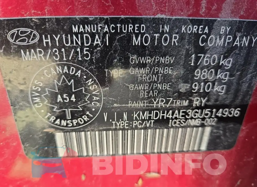 KMHDH4AE3GU514936 Photo# 12
