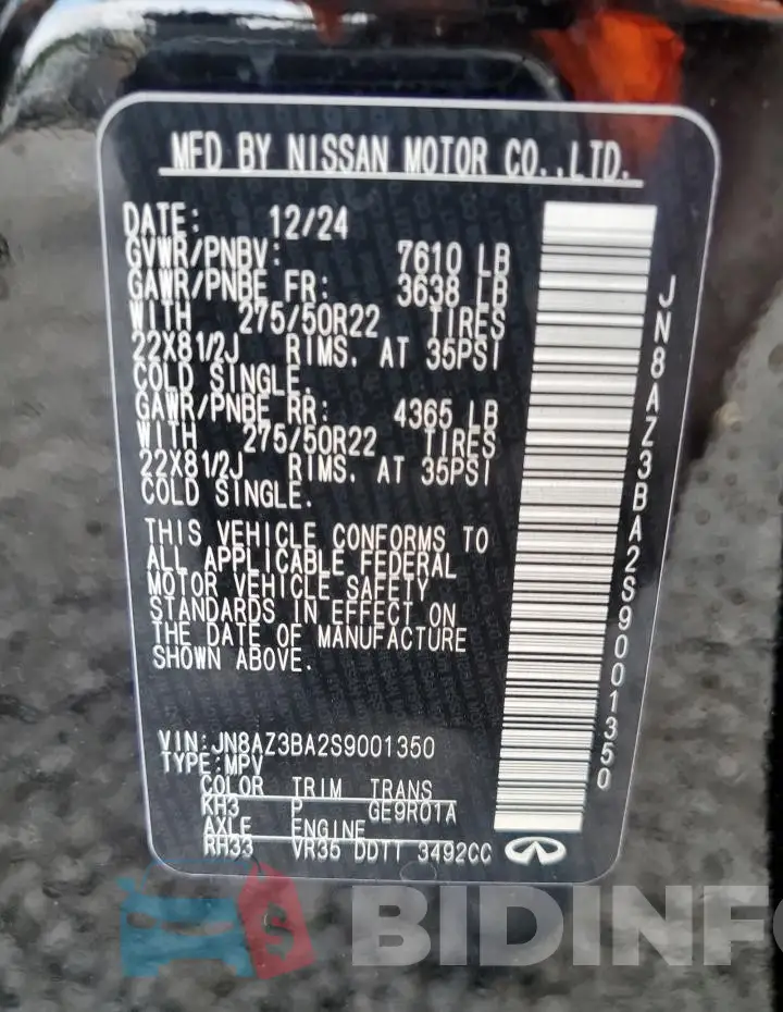 JN8AZ3BA2S9001350 Photo# 13