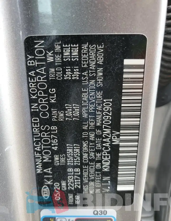KNDEPCAA2M7092901 Photo# 13