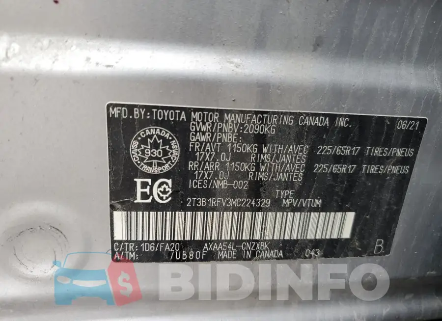2T3B1RFV3MC224329 Photo# 14