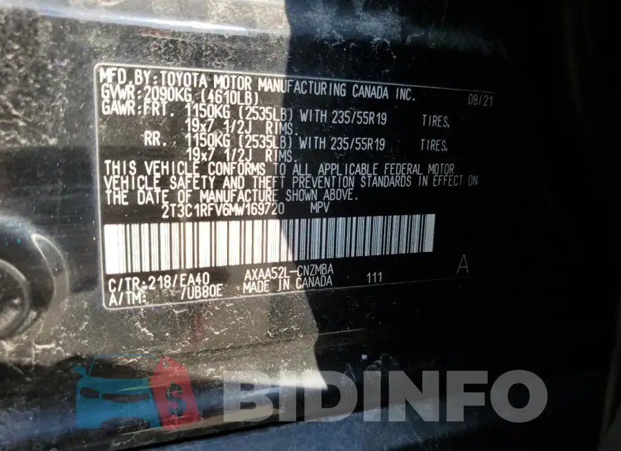 2T3C1RFV6MW169720 Photo# 14