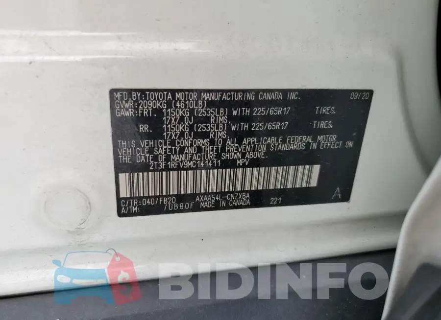 2T3F1RFV9MC141411 Photo# 13