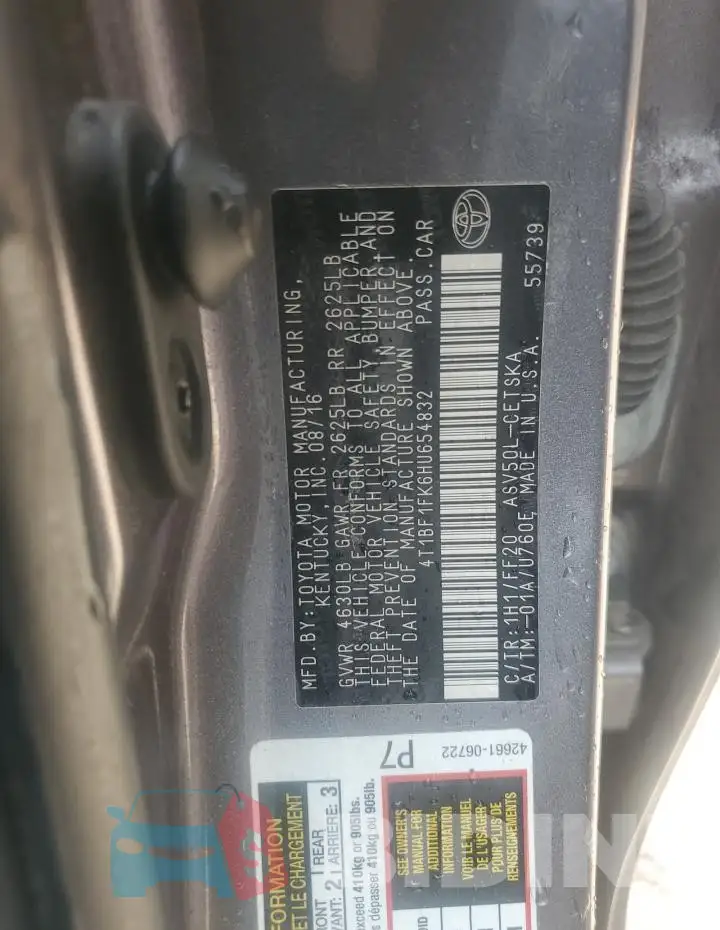 4T1BF1FK6HU654832 Photo# 12