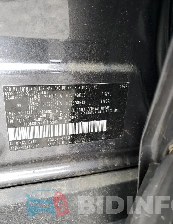 4T3D6RFV2RU145900 Photo# 13