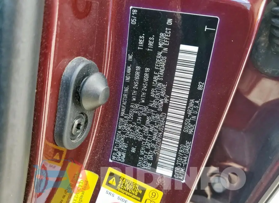 5TDZZRFH4JS268403 Photo# 14