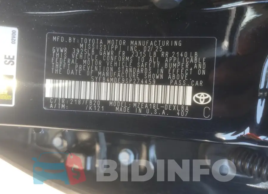 5YFB4MDE9SP274459 Photo# 13