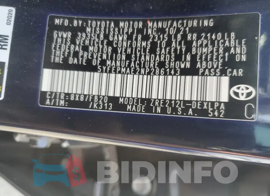5YFEPMAE2NP286143 Photo# 12