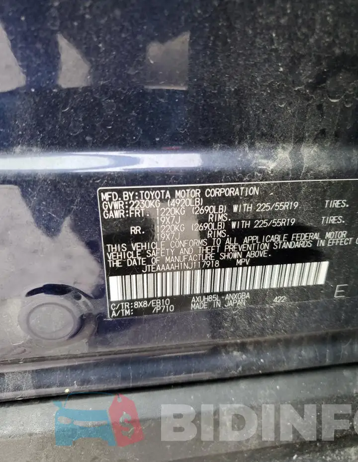 JTEAAAAH1NJ117918 Photo# 14